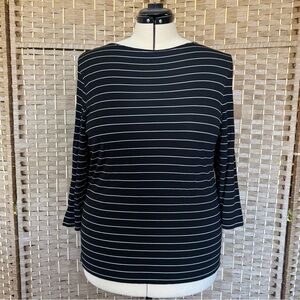 Liz Claiborne Liz & Co black & white stripe top XL